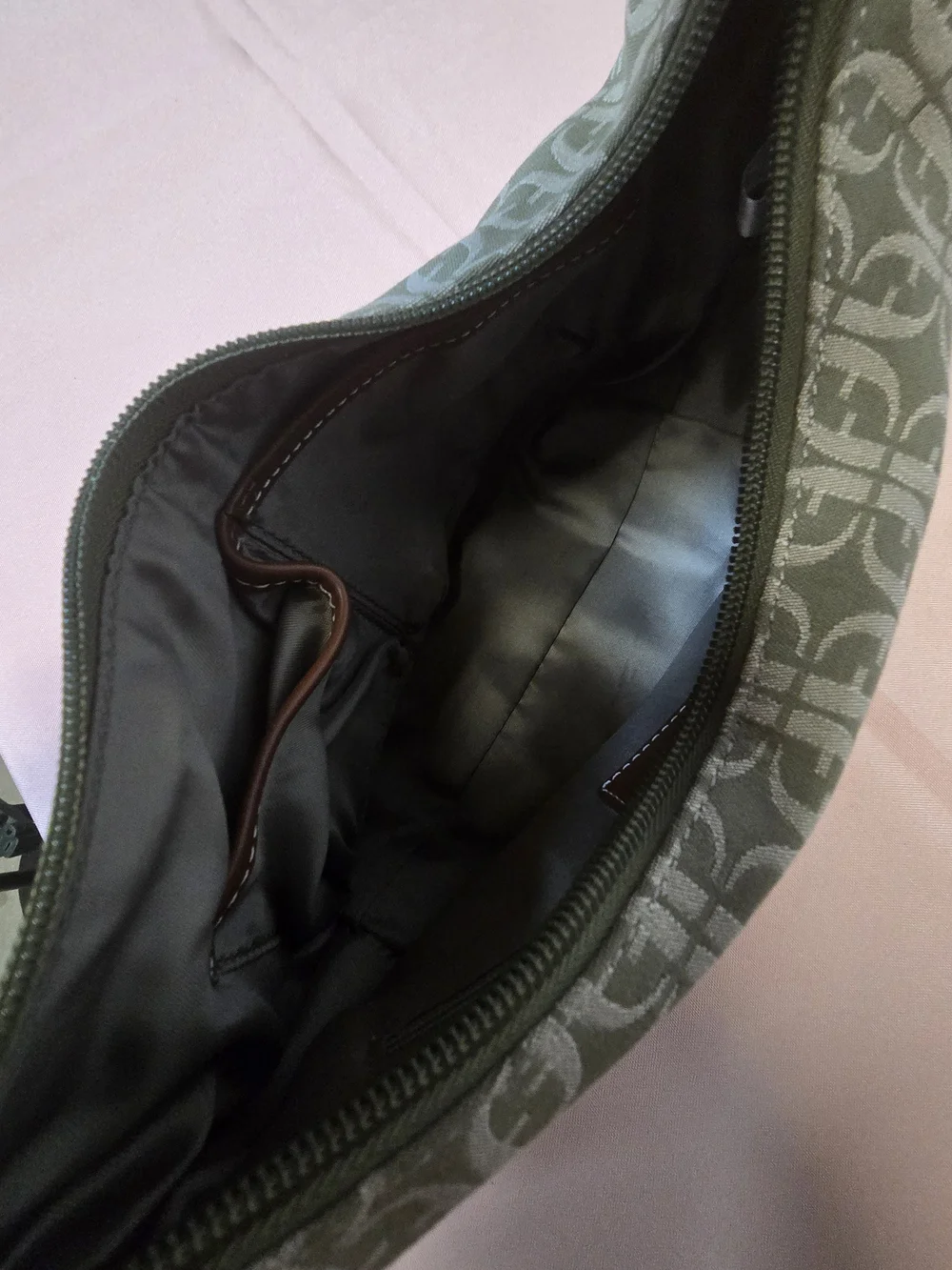 Vintage Fossil Monogram Canvas Shoulder Baguette Bag